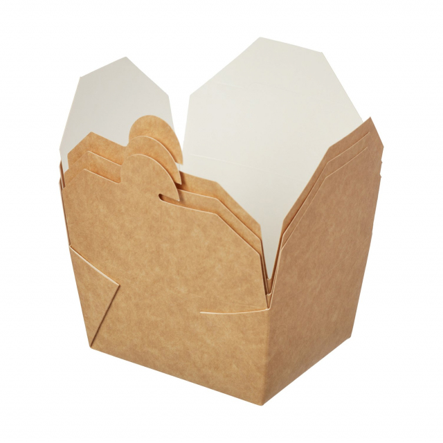 Контейнер бумажный универсальный FOLD BOX 600 мл без рисунка, 130*110*65 мм,  крафт
